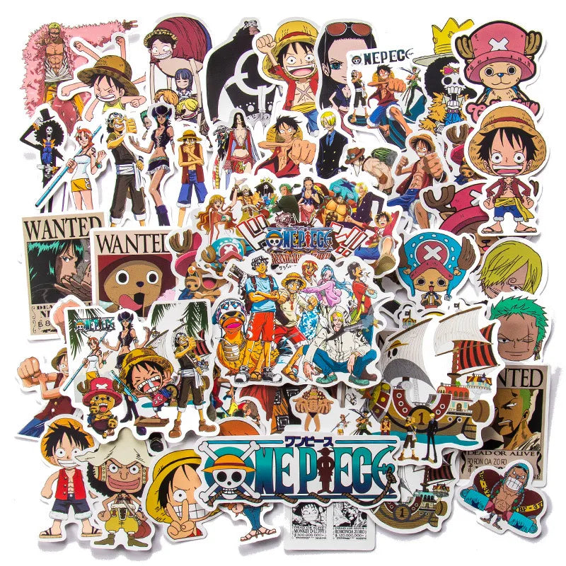 50/100Pcs Japan Anime One Piece Figure Luffy Toy Sticker Notebook Motorcycle Skateboard Computer Mobile Phone Stickers Toy Gifts