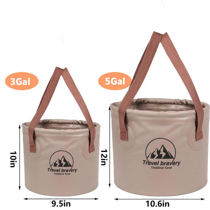 Outdoor Portable Folding Bucket, Picnic, Fishing Bucket, Camping, Water-filled Vegetables And Fruits (ForestGreen, 10L,5L)