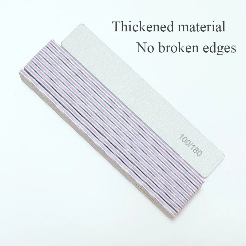 Nail File Buffer 100/180 Grit Half Moon Nail Files Double Side Sandpaper Nail Sanding Grinding Gel Nail Polish Manicure Tool