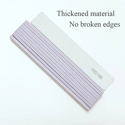Nail File Buffer 100/180 Grit Half Moon Nail Files Double Side Sandpaper Nail Sanding Grinding Gel Nail Polish Manicure Tool