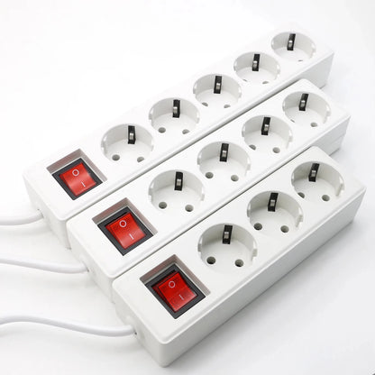 2/3/4 Multiple Sockets EU Plug with ON/OFF Switch 2M Extension Cord European Standard Adapter Expansion Socket Power Converter