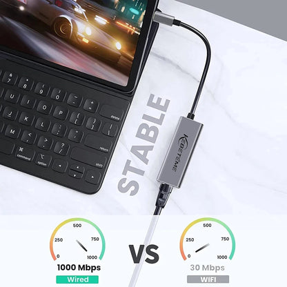 Kebidumei 1000Mbps USB Ethernet Adapter USB 3.0 Network Card to USB RJ45 Lan for PC MacBook Win 10/11 Xiaomi Ethernet USB Cable