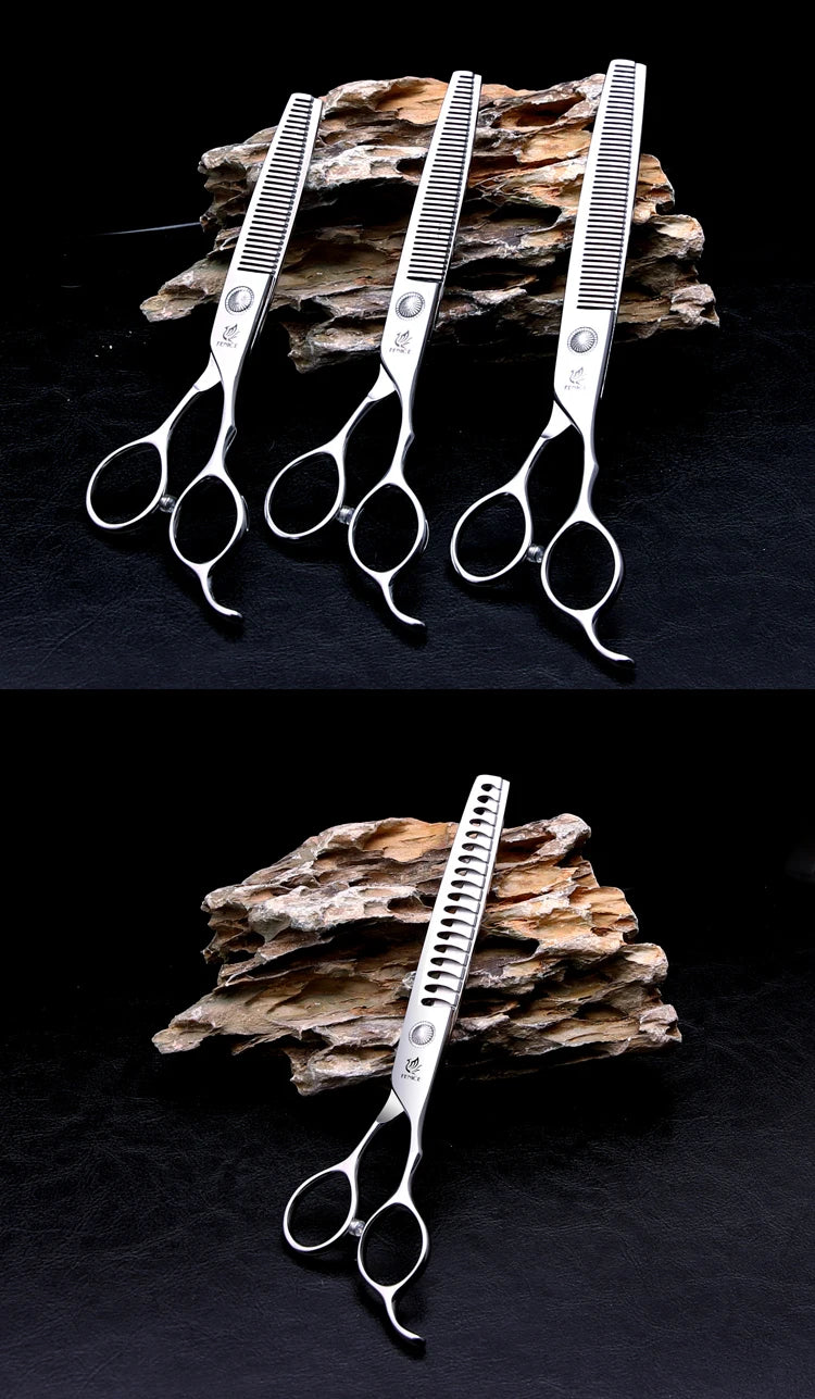 Fenice 6//6.5/7/7.5 Inch Professional Pet Dogs Grooming Scissors Set Straight&Curved &Thinner&Chunker Shear Scissors