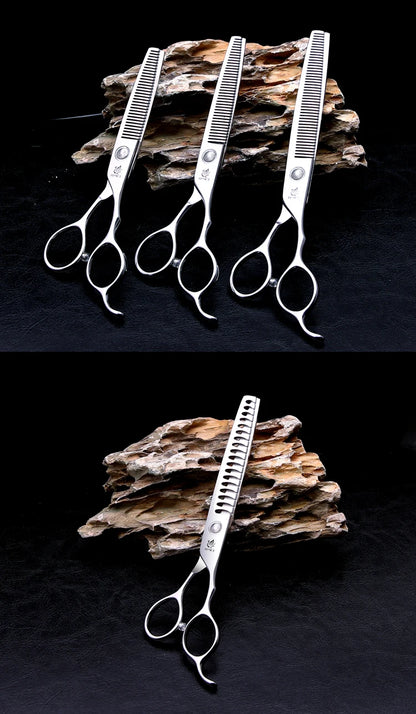 Fenice 6//6.5/7/7.5 Inch Professional Pet Dogs Grooming Scissors Set Straight&Curved &Thinner&Chunker Shear Scissors