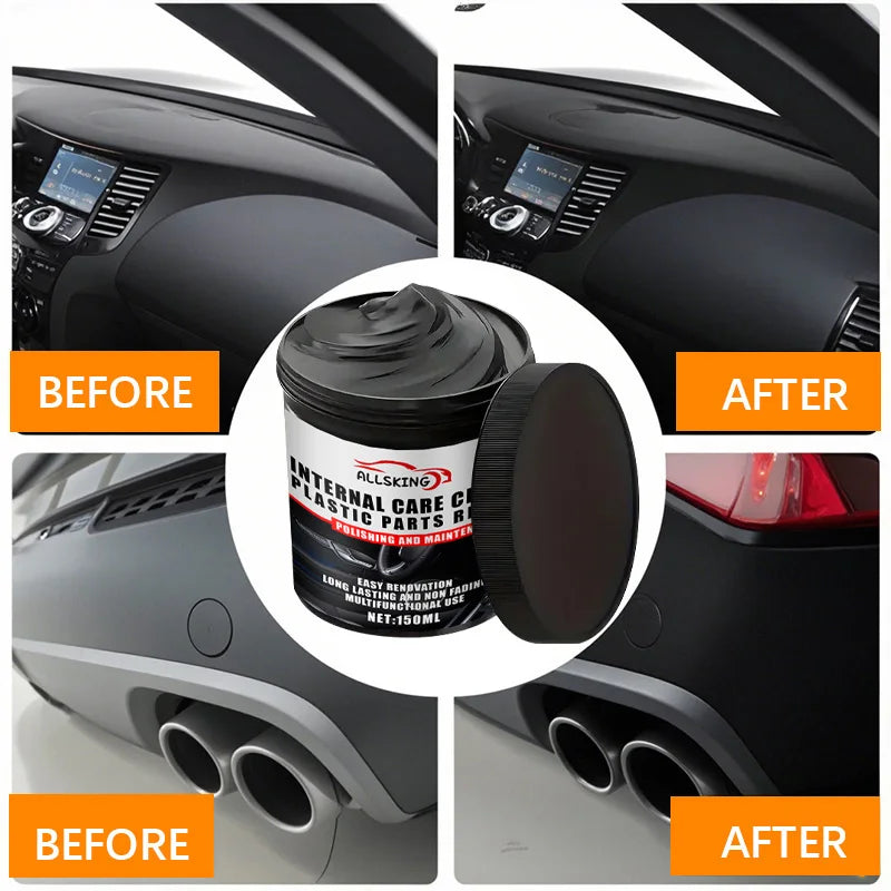 Multi-purpose automotive interior renovation wax plastic parts repair agent, tire protection agent, whitening agent, sponge