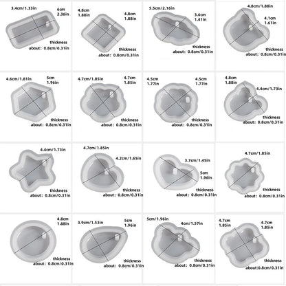 16PCS Silicone Jewelry Molds Kit with Hole Heart Geometry DIY Epoxy Resin Mold Necklace Keychain Pendants Earrings Making Mould
