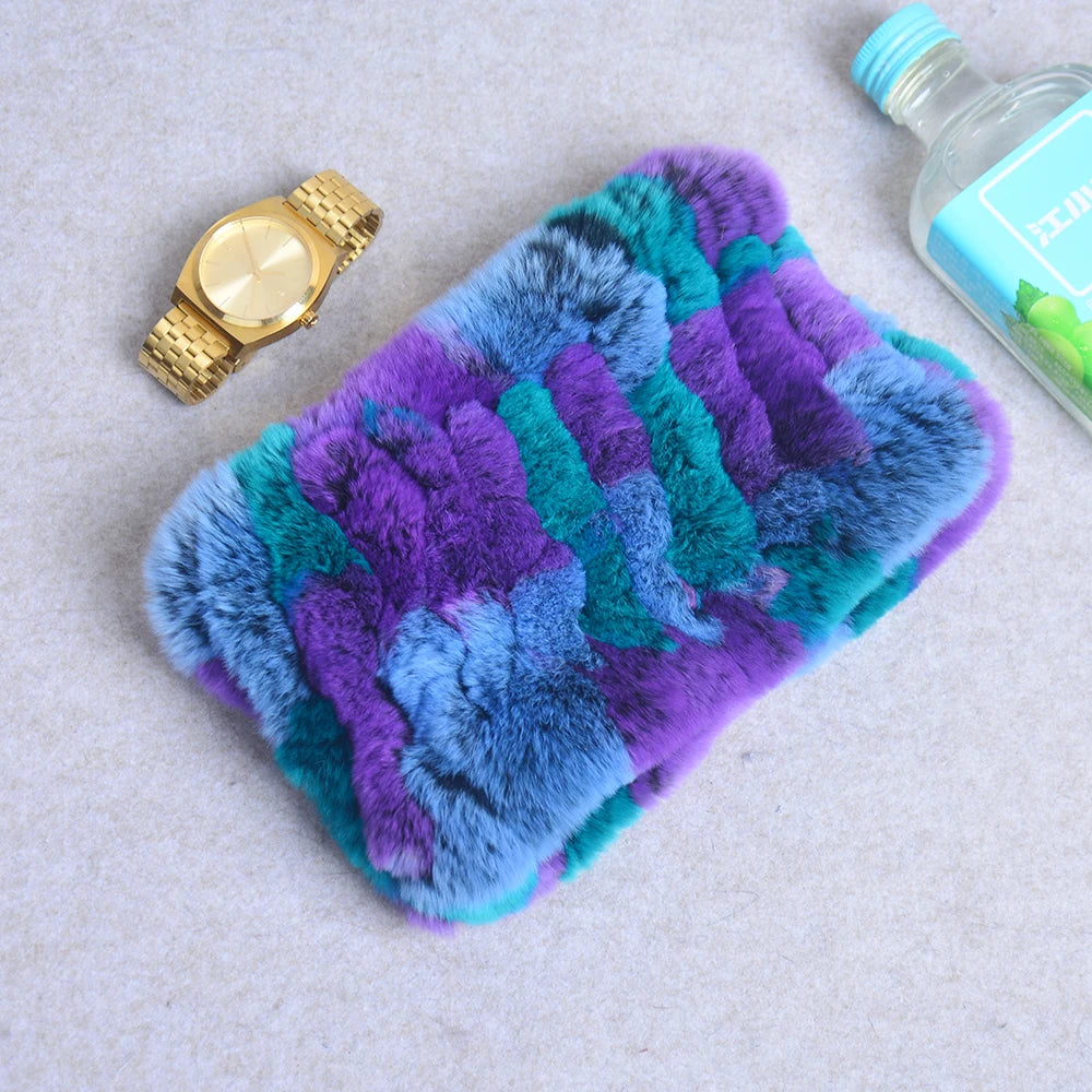 Women Handmade Stretch 100% Real Rabbit Fur Scarf Knit Genuine Rex Rabbit Fur Headbands Girls Natural Rabbit Fur Ring Scarves
