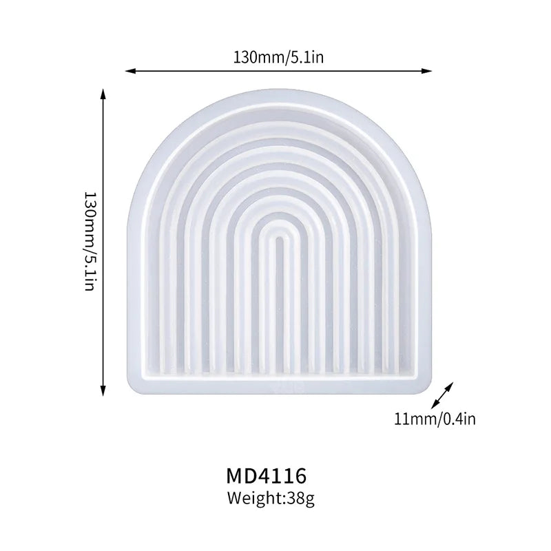 Geometric Tray Resin Mold Epoxy Resin Wave Shaped Silicone Molds for Cup Mat Holder DIY Home Decor Gypsum Ornaments Making Mould