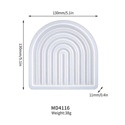 Geometric Tray Resin Mold Epoxy Resin Wave Shaped Silicone Molds for Cup Mat Holder DIY Home Decor Gypsum Ornaments Making Mould