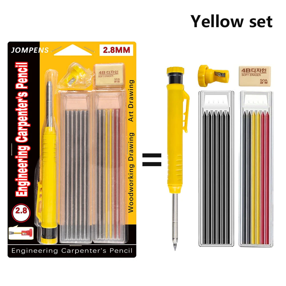 Solid Carpenter Pencil Set Deep Hole Marking Tool Pen Built In Pencil Sharpener Carpenter Lead Core Automatic Pencil Drawing Pen
