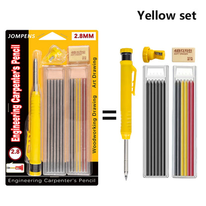 Solid Carpenter Pencil Set Deep Hole Marking Tool Pen Built In Pencil Sharpener Carpenter Lead Core Automatic Pencil Drawing Pen