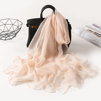 Fashion Four Seasons Women Plain Color Thin Soft Beach Thin Silky Georgette Scarf Shawls Long Wraps Beach Sunscreen Hijab