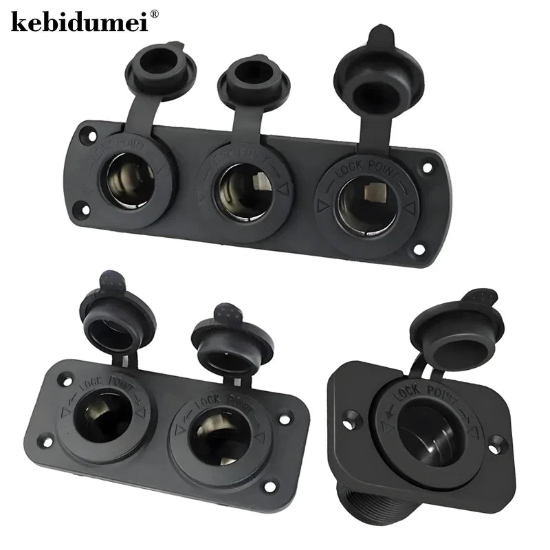 DIY 1/2/3 Holes Panel Waterproof Cigarette Lighter Socket Power Outlet Replacement Kits for Car Motorcycle Boat RV Truck 12V
