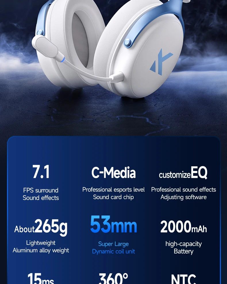 MCHOSE V9 pro E-Sports Headset with Microphone Tri-Mode Gaming USB Wireless 7.1 Channel Surround Sound Portable Audio Headphones