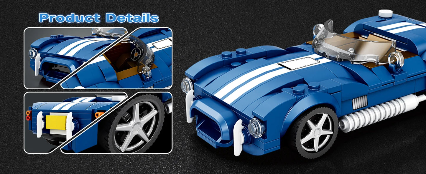 312PCS Blue Sport Car Building Block Set Creative City Vehicle Diy Car Model Bricks Desktop Display Puzzle Toys Holiday Gifts