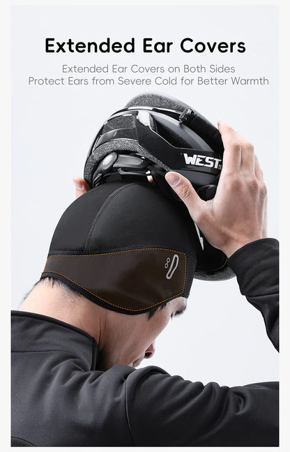 WEST BIKING Winter Fleece Cycling Cap Windproof Thermal Skull Cap Helmet Liner Running Skiing Motocycle Riding Men MTB Bike Hat