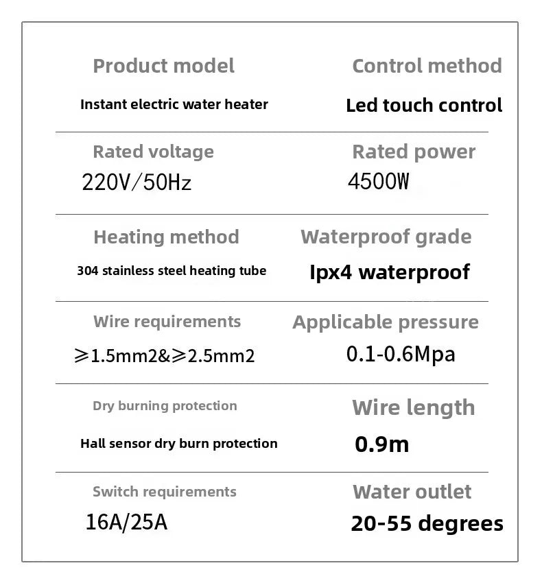 5500W Newest Water Heater Instant Water Heater Tankless Instantaneous Faucet Tap Kitchen Hot Water Crane LED Digital