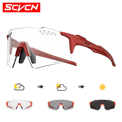 SCVCN Photochromic Cycling Sunglasses Men MTB Cycling Glasses Women Road Bike Glasses Outdoor Bicycle Sunglasses