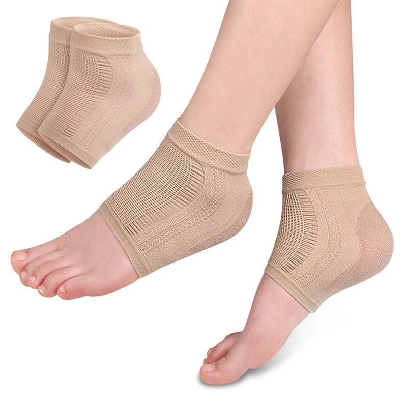 2PCS Gel Silicone Heel Protector Sleeve Heel Pads Heel Cups Plantar Fasciitis Support Feet Care Repair Cushion Half-yard Socks