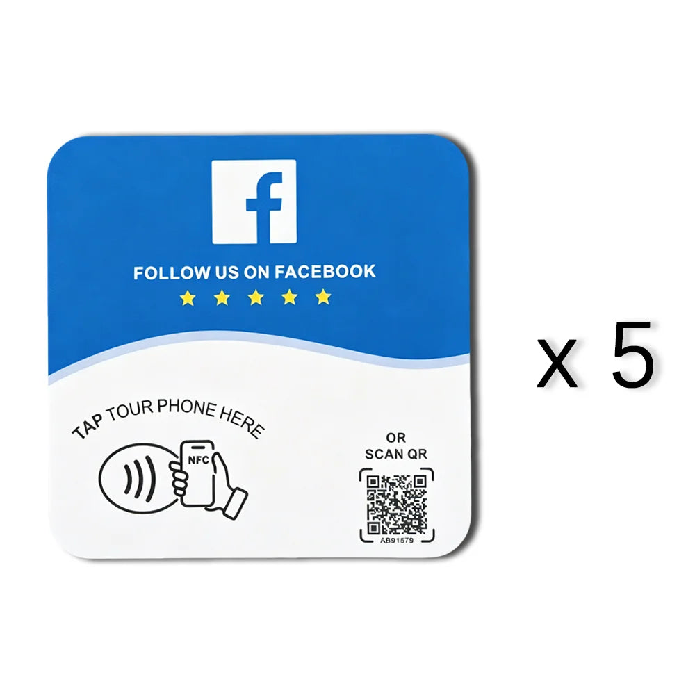 HACHANLUN programmable NFC 215 square for Google Review Card NFC Station Table 13.56Mhz QR code editable Standing Card