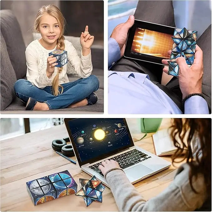 2 in 1 Star Sky Cube Magic Cube EDC Toy Infinity Cube Fidget Toy Puzzle Twist Toy Creative Decompression Plaything Birthday Gift