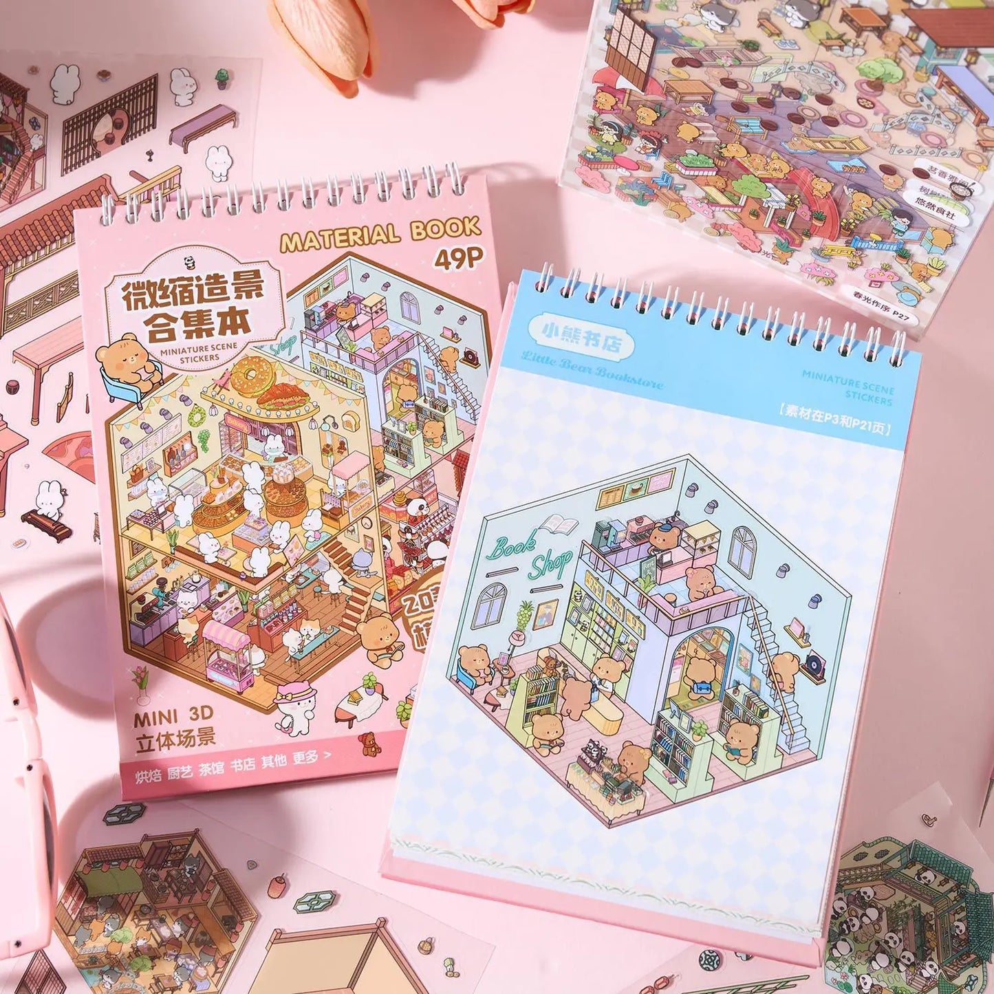 Mr Paper 49pcs Sunny Town Series miniature scene creation sticker book for DIY handbook Students Back-to-school season Gifts