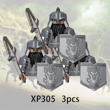 3pcs Lord Rings Elves Orcs Army Dwarf Rohan Mini Action Toy Figures Building Blocks Assembly Toys for Kids Birthday Gift