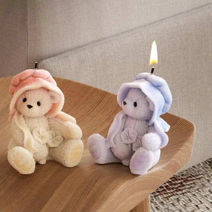 3D Cute Bear Resin Mold for Candle Soap Making Silicone Fondant Chocolate Candy Molds for Cake Decor DIY Art Crafts Gifts Mould