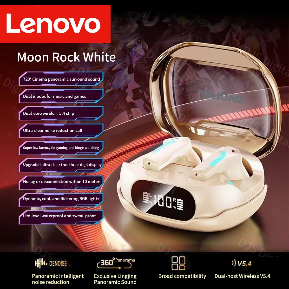 Lenovo LP40 Wireless Earbuds Bluetooth 5.0 Headphones Touch Control Stereo Sound Earphone Sport Waterproof Mini TWS Earbuds For