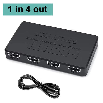 4K 2K HDMI-compatible Splitter 1 in 4 out 4x1 HDTV Switch HDMI-compatible Adapter HD Video Switcher for Xbox PS4 DVD PC Laptop