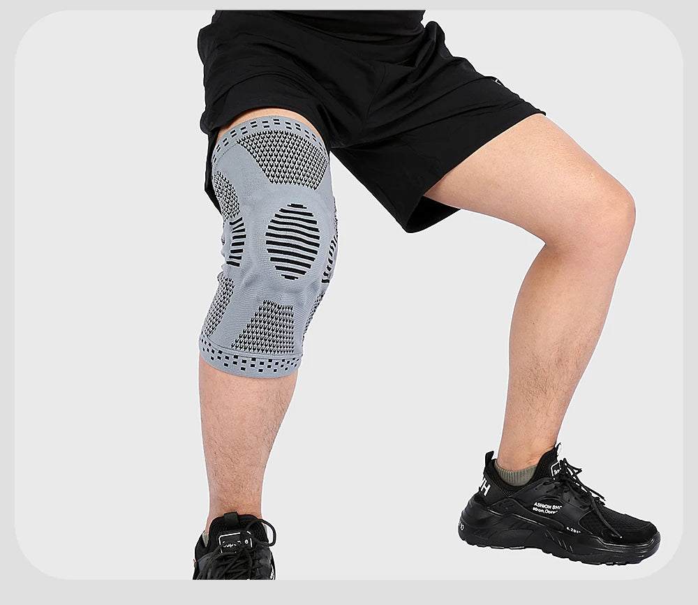 1Pcs Silicone Spring Full Knee Support Patella Medial Support Strong Meniscus Compression Protection For Men Women Running Sport