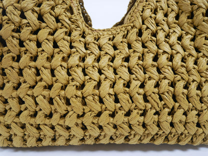 Elegant Ladies Chain Woven Handbag Straw Shoulder Bag Fashionable Raffia Crossbody Beach Bag Summer New Versatile Women's Bag
