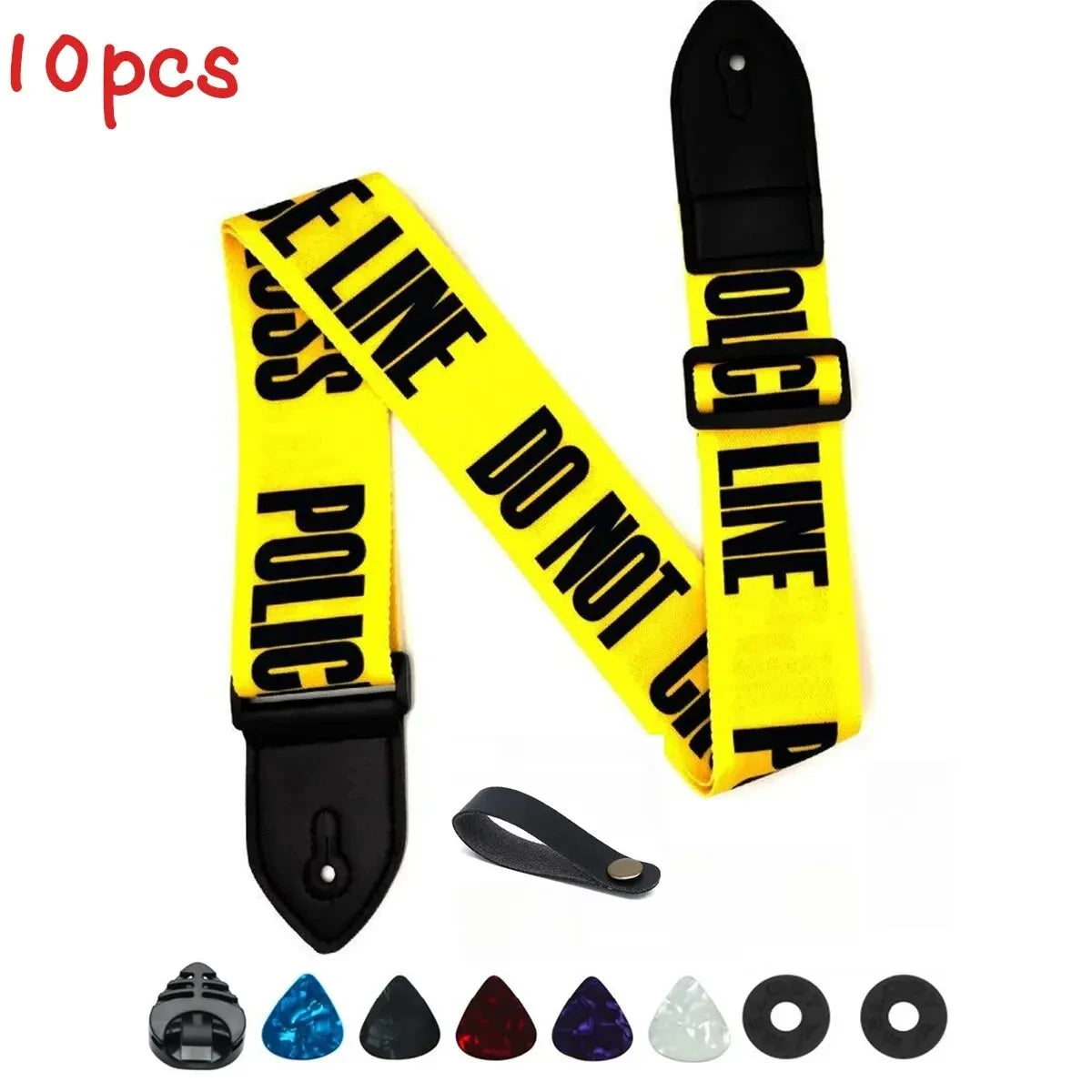 10pcs Guitar Shoulder Strap, Black and White Squares Pattern Adjustable Guitar Shoulder Strap Includes 5 Guitar Picks and 1 Hold