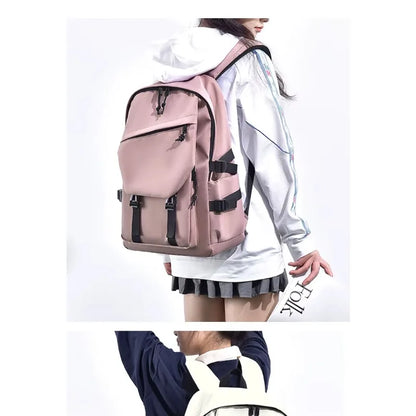 One 15 Inch Polyester Waterproof Solid Color Simple Men's Backpack Fashion Couple Student Computer Backpack