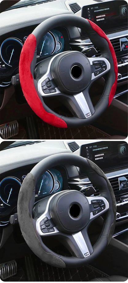 Suede Universal 38CM Car Steering Wheel Booster Cover Non-Slip Auto Interior Steer Protector Decoration Accessories