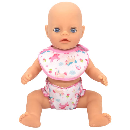 2pcs Doll Diapers Doll Underwear for 14-18 Inch Baby Dolls and Other Similar Dolls 43cm Baby Born Doll Underwear Doll Bibs