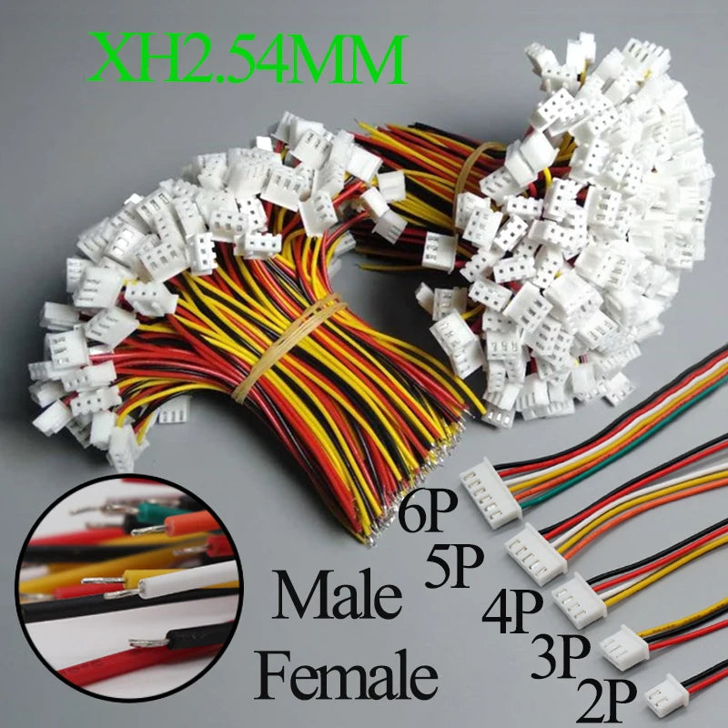10PCS  Micro JST XH 2.54 2P 3P 4P 5P 6PIN Male Female Plug Connector 2.54mm Pitch With Wire Cable Battery Charging Cable