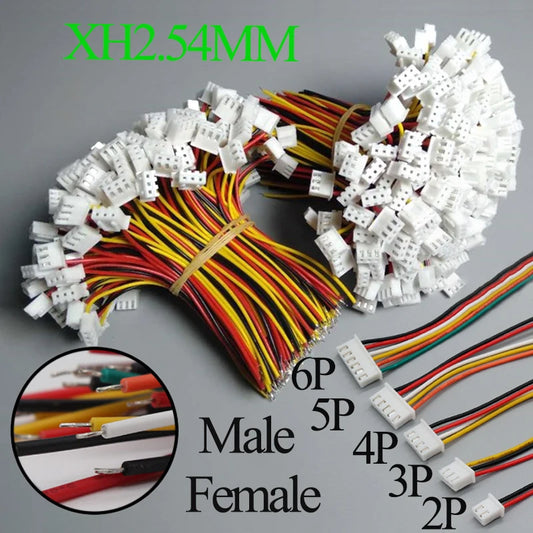 10PCS  Micro JST XH 2.54 2P 3P 4P 5P 6PIN Male Female Plug Connector 2.54mm Pitch With Wire Cable Battery Charging Cable