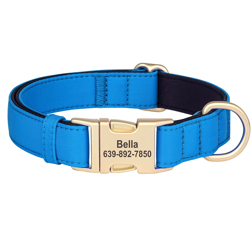 Personalized Dog Collar Waterproof Nylon Dog Collars Soft Padded Pet Necklace Free Engraved for Small Medium Large Dogs Pitbull
