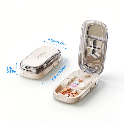 Pill Cutter & Storage Box – Quartering 1/2/1/31/4 Splitter, Portable Dustproof Tablet Divider Organizer with Crusher