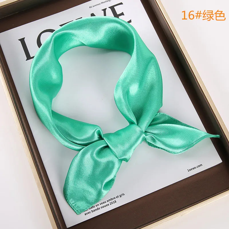 New Solid 60x60cm Square Scarf Single Imitation Silk Bright Light And Satin Performance Scarves Party Gift