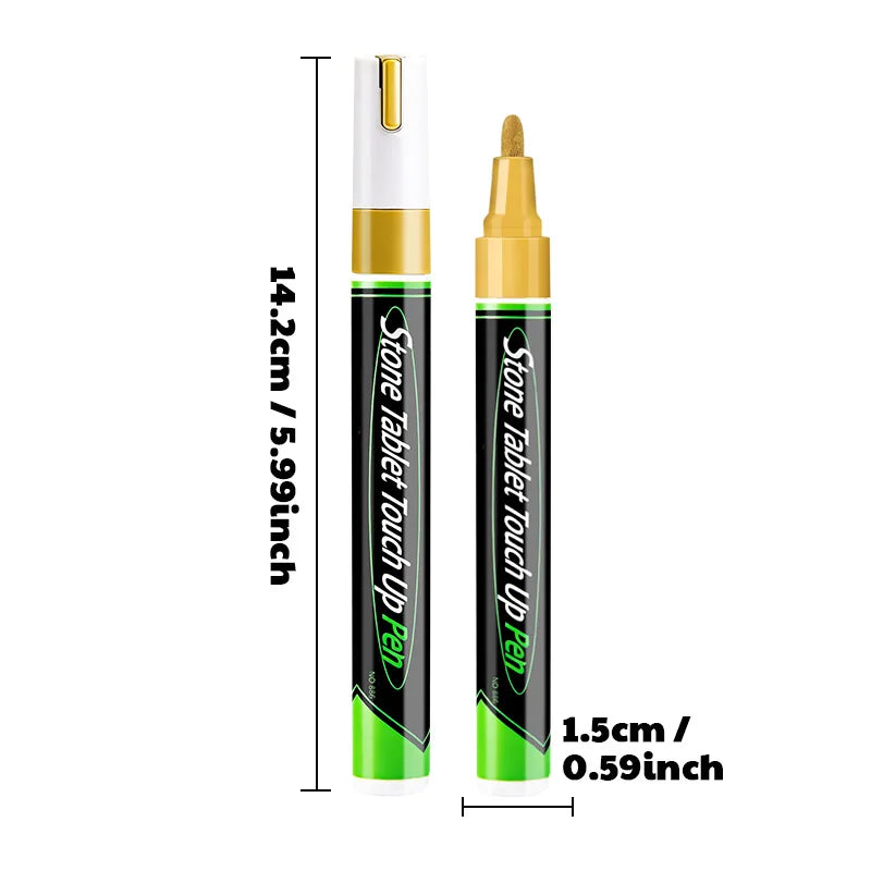 Golden Tombstone Marker Inscription Restoration Pen,  Weatherproof Tracing Pen Quick-Dry Touch Up Paint Pen for Granite Stone