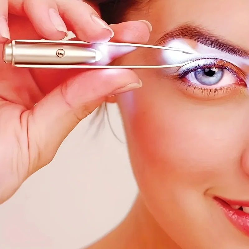 1/2pcs Upgraded LED Light Brow Tweezers Tool with Intelligent Design for Perfect Eyebrow Shaping and Fake Lash Application