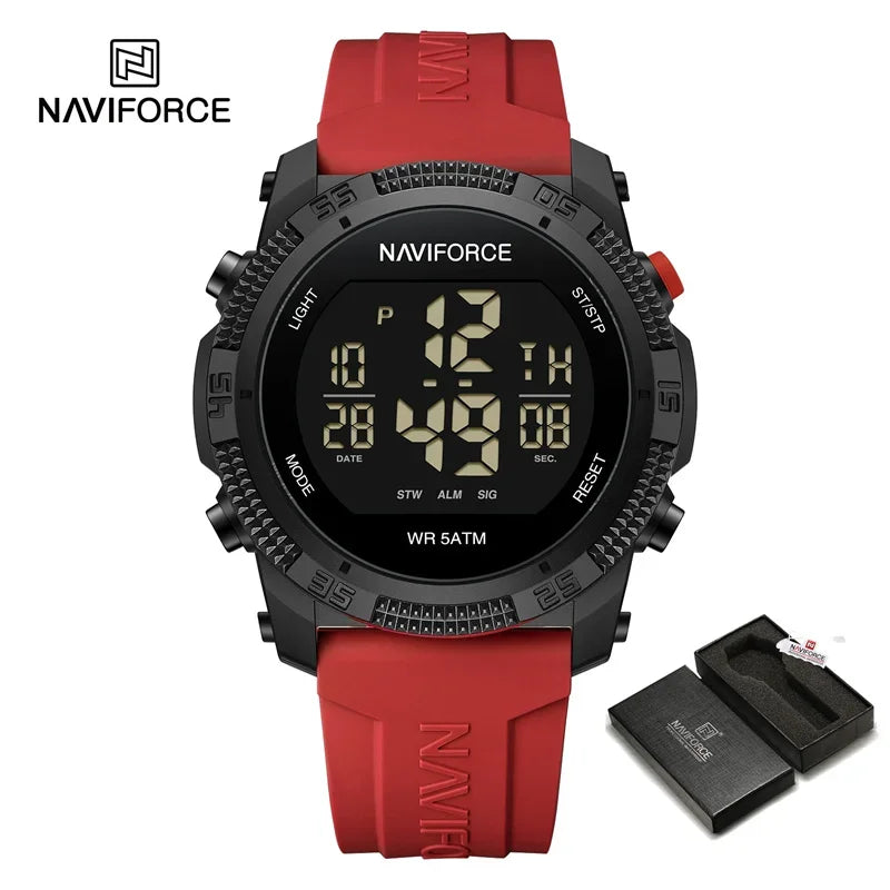NAVIFORCE NF7104  Men's LCD Digital Casual Date and Week Alarm Waterproof Silicone Strap Electronic Watch