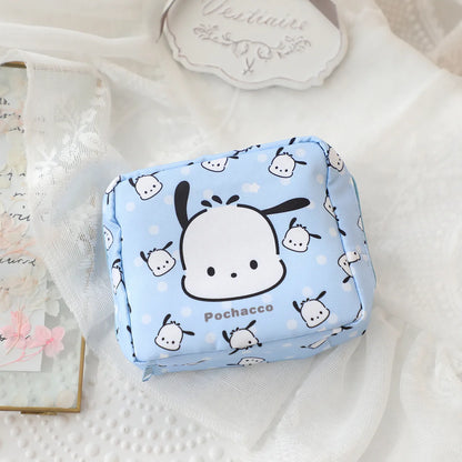 Hello Kitty Kuromi Menstrual Bag Cute Girly Cinnamoroll Hangyodon Pochacco Capacity Sanitary Napkin Storage Bag