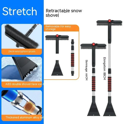 Winter Car Cleaner Extendable Snow Shovel Ice Scraper Brush Detachable Windshield Tool