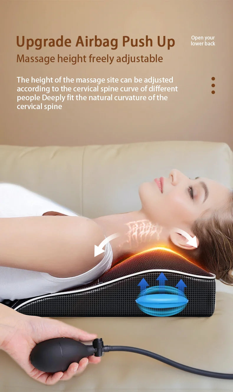 Electric Cervical Pillow For Neck Airbag Ttraction Shiatsu Head Body Back Waist Massager Car With Heating Vibrating Massage