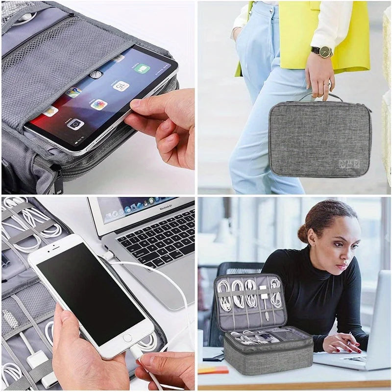Travel Cable Organizer Bag Portable Electronics Storage Case USB Charger Cord Holder Compact Digital Accessory Pouch Waterproof