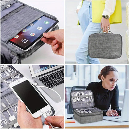 Travel Cable Organizer Bag Portable Electronics Storage Case USB Charger Cord Holder Compact Digital Accessory Pouch Waterproof