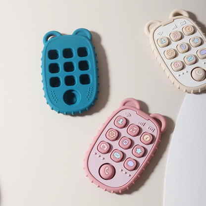 New Baby Teether Mobile Phone Shape Silicone Teether Teething Toy Kids Sensory Educational Toy Baby Gift Set